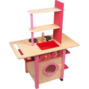 Houten speelkeukentje voor kinderen - Roze - ""All in One"" - Houten speelgoed vanaf 3 jaar