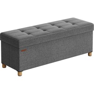 Opbergbank - Poef - Opvouwbare stoel - Imitatielinnen - Schuim - MDF - 38cm x 110cm x 40cm - 10kg - 300kg capaciteit