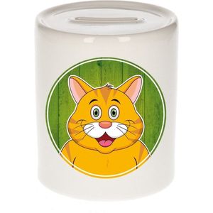 Vrolijke oranje katten dieren spaarpot 9 cm - spaarpotten voor kinderen