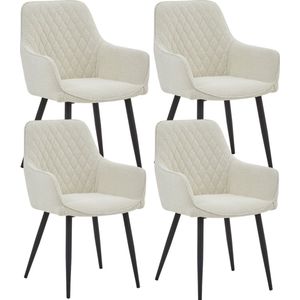 Colenis® - Beverly Eetkamerstoel - Set Van 4 - Wit - Bouclé