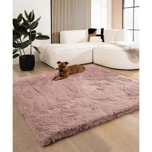 Fluffy vloerkleed vierkant - Comfy Deluxe roze 130x130 cm