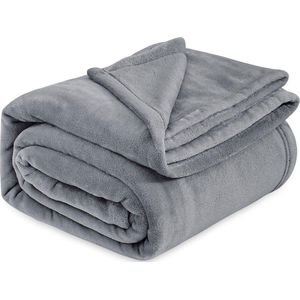 fleece deken voor bed en bank grijs XXL 270x230cm, grote deken voor tweepersoonsbed super zachte donzige deken voor woonkamer en slaapkamer