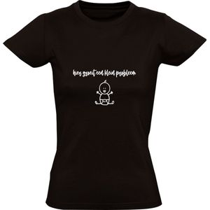 Hier groeit een klein probleem Dames t-shirt | Zwanger | Zwangerschap | Bekend maken | Aankondiging | Baby |  Shirt