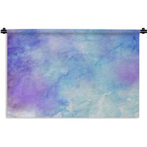 Wandkleed Waterverf Abstract - Abstract werk gemaakt van waterverf met paarse en blauwe vlekken Wandkleed katoen 90x60 cm - Wandtapijt met foto