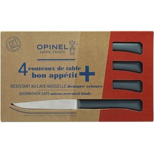 Opinel N°125 Bon Appétit+ Grey Tafelmessenset - 4-delig - Grijs - Microkarteling - RVS - Steakmes