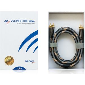 AB-COM - Kabel - HQ audio verbindingskabel 2x CINCH-CINCH lengte 1,5m