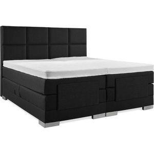 Soft bedden Elektrische Boxspring - 160x200 - Incl. 8 vlaks hoofdbord - Gitzwart met plint