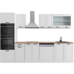 Vicco R-Line Complete keukeneenheid – 300 cm met hoge kast, WB Eik Wit landhuis/wit met hoge kast, WB Eik