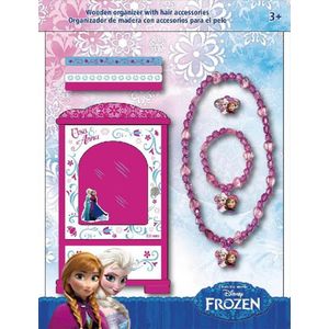 Disney Frozen Houten Juweldoos met Ring, armband , halsketting en elastieken - Sieradendoos - Haar accessoires - Elsa en Anna -