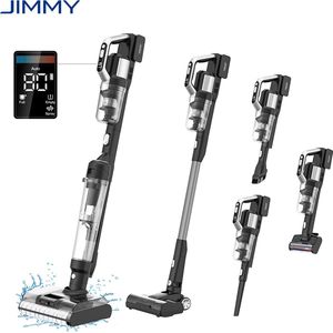 JIMMY PW11 Pro Max 5-in-1 snoerloze stofzuiger en reiniger, 460 W sterk vermogen, dubbele reiniging met dubbele borstelrollen, snelle droging met hete lucht, LED-scherm, 180° platliggend ontwerp, zilver-zwart - EU-stekker