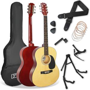 Akoestische gitaar voor beginners 4/4 formaat met accessoires - ideaal voor les en optredens