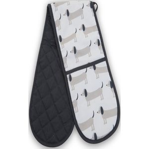 Teckel - lange ovenwant - dubbele ovenwant - want handschoen - teckelprint - want - 85x17,5cm - kookhandschoen - hond