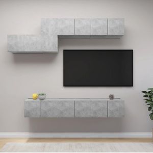 vidaXL TV Meubelset - Betongrijs - 6x 60x30x30cm + 1x 30.5x30x60cm - Spaanplaat - Kast