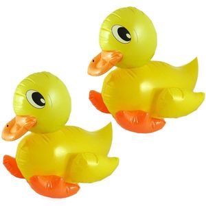 Opblaasbare badeend van 42 cm - 2x - eendjes - geel - pvc - feest decoraties - badeendjes