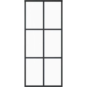 vidaXL Schuifdeur - Schuifdeuren - Glijdeur - Glijdeuren - Schuifdeur met beslag 90x205 cm aluminium en ESG-glas