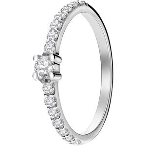 Lucardi Dames Zilveren ring met zirkonia stenen - Ring - 925 Zilver - Zilverkleurig - 16.50 / 52 mm