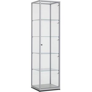 Vitrinekast 184x40x40cm haaks aluminium profiel met glazen top zonder verlichting