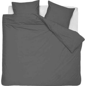 HOOMstyle Dekbedovertrek 100% Percale Katoen - 240x240 cm - Lits-Jumeaux - Topkwaliteit - Effen - Donker Grijs / Antraciet