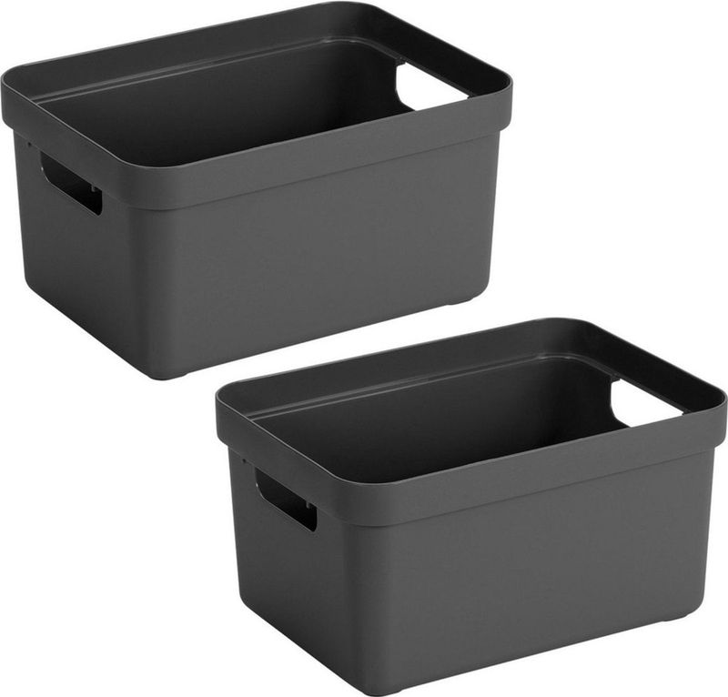 Sunware Opbergbox Sigma - 6x stuks - kunststof - antraciet - 5 liter - Opbergbakken/opbergers - 25,2 x 18 x 12,2 cm