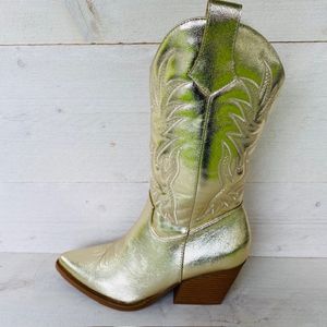 SmileFavorites® Dames Cowboylaarzen met Hak - Goud - Imitatieleer - Maat 37