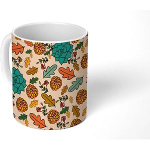 Mok - Koffiemok - Herfst - Bloemen - Patronen - Mokken - 350 ML - Beker - Koffiemokken - Theemok