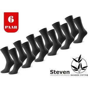 STEVEN - Bamboe Sokken - Multipack 6 Paar - Maat 41-43 - Luxe Heren Sokken Bamboo - Grafiet Grijs - Voor onder een Pak - MADE in EU