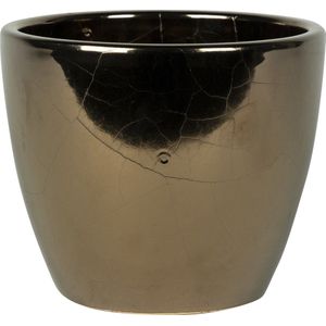 Plantenpot/bloempot in een strakke Scandinavische look goud Dia 18 cm en Hoogte 16 cm glanzend