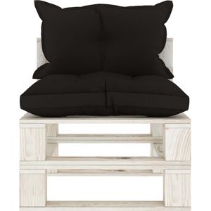 vidaXL Tuinmiddenbank met zwarte kussens hout Pallet Bank - Tuinset - Lounge Set - Buitentijd - Tuinbank - Relaxstoel - Balkon Meubilair - Veranda Meubel