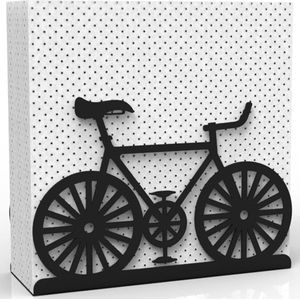 Metalen servethouder thuis keuken restaurant picknick - fietsontwerp tafelblad papier organisator rechtopstaande tissuedispenser (zwart)