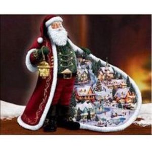 Diamond painting – kerstman met zak – 50x40 cm –ronde stenen