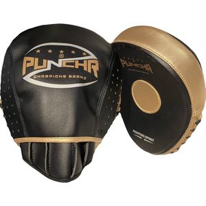 PunchR™ Pro Boxing Hand Pads HPQ3 Curved Zwart Goud