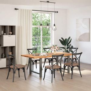 vidaXL Eettafel - Eettafels - Eetkamertafel - Keukentafel - Eettafel rechthoekig 200x100x74 cm massief eikenhout lichtbruin