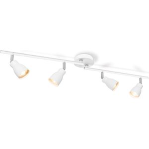 Home Sweet Home - Moderne LED Opbouwspot Alba - Wit - 98/25/4.5cm - 4 lichts plafondspot - Dimbaar - inclusief LED lichtbron - GU10 fitting - 5W 390lm 3000K - warm wit licht - gemaakt van metaal