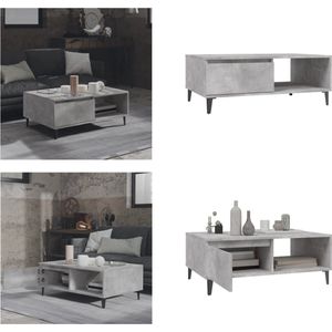 vidaXL Salontafel 90x60x35 cm bewerkt hout betongrijs - Tafel - Tafels - Tafeltje - Tafeltjes