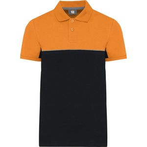 Polo Unisex XS WK. Designed To Work Kraag met knopen Korte mouw Black / Orange 60% Katoen, 40% Polyester