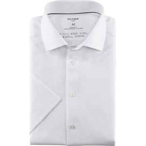 OLYMP Luxor 24/7 modern fit overhemd - korte mouw - Dynamic Flex - wit - Strijkvriendelijk - Boordmaat: 44
