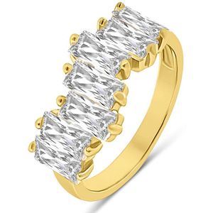 Silventi 9SIL-23154 Zilveren Ring met Zirkonia - Baquette - 8,9mm Breed - Maat 54 - Zilver - Verguld/Goud op Zilver