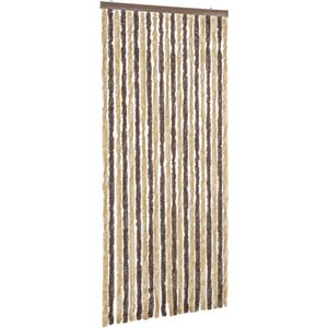 vidaXL-Vliegengordijn-56x185-cm-chenille-donkerbruin-en-beige