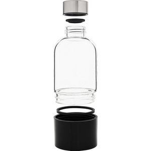 Bo-Bottle 380ULTD met fruitcup (zwart) - 380 ml - Glazen drinkfles - Zeer sterk borosilicaatglas - Geschikt voor koude & warme dranken - Duurzaam cadeau