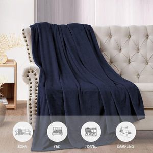Knuffeldeken pluizig 130 x 160 cm - klein fleecedeken bankdeken bankdeken Oeko-TEX® gecertificeerd - superzachte fleecedeken als banksprei - deken blauw