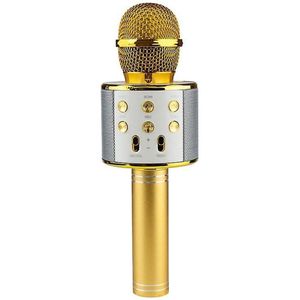 Karaoke Microfoon - Draadloos - Drankspel - Bluetooth Verbinding - Goudkleurig - Voor de gezelligste feestjes - Karaoke Set - Stemvervormer - Draadloos - Goud - Valentijn