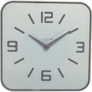 Wandklok NeXtime 43x43 cm, glas, spiegel, wit NE-8149WI