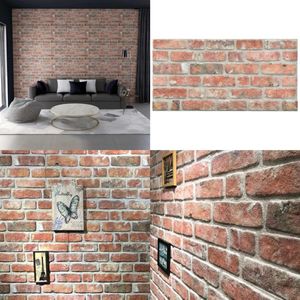 vidaXL 10 st Wandpanelen 3D rode baksteen EPS - 3D-wandpaneel - 3D-wandpanelen - 3D-behang - 3D-behangen