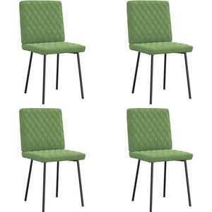 vidaXL - Eetkamerstoelen - 4 - st - fluweel - lichtgroen