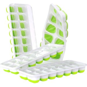 Ijsblokjesvorm met Deksel - Silicone - Set van 4 (56 Ijsblokjes) - BPA vrij