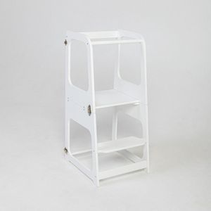 Montessori House Bed Verstelbare Keukentoren - Kinderkeuken, Leertoren - 2-in-1 Tafel/Stoel - GRIJS