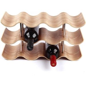 Dreiklang be smart Modern design wijnrek - Wijnrek flessenrek 12 flessen walnoot hout - Wijnliefhebbers - 415 x 225 x 155 cm - Vrijstaand decoratief elegant - Klein smal