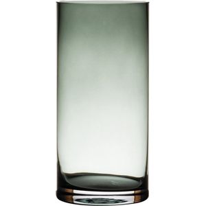 Transparant grijze home-basics Cylinder vaas/vazen van glas 25 x 12 cm - Bloemen/boeketten - binnen gebruik