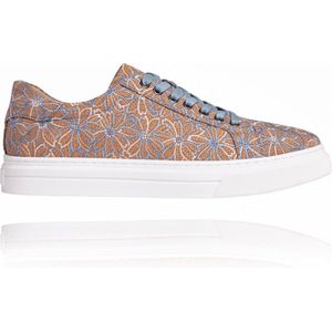 Blue Cork Flower Sneakers - Maat 43 - Lureaux - Kleurrijke Sneakers - Sneakers Met Print - Unisex