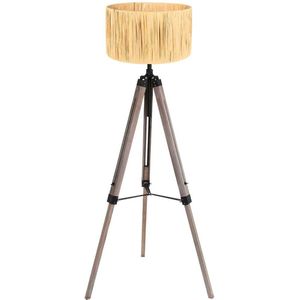 Mexlite vloerlamp Triek - zwart - hout - 75 cm - E27 fitting - 4101ZW